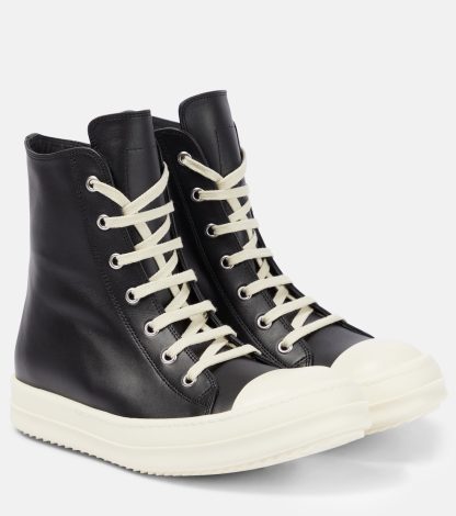 gefälschter Designer Rick Owens Hohe Turnschuhe aus Leder mehrfarbig