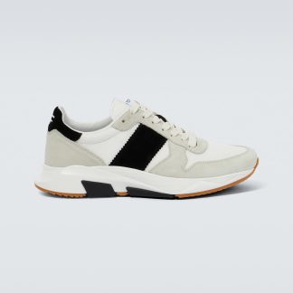 Mode-Luxus Tom Ford Jagga Sneakers mit Wildlederbesatz weiß