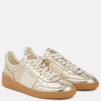 gefälschter Designer Valentino Garavani Upvillage Metallic-Leder-Sneakers mehrfarbig