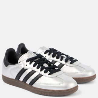 heißer Verkauf Designer Adidas Samba OG Metallic Leder Turnschuhe Silber