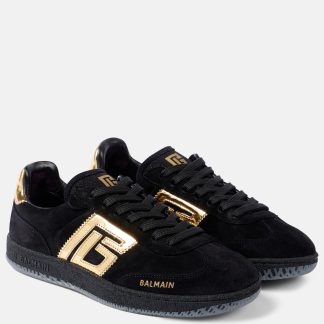 heißer Verkauf Designer Balmain Schwan Sneakers aus Wildleder mit Lederbesatz schwarz