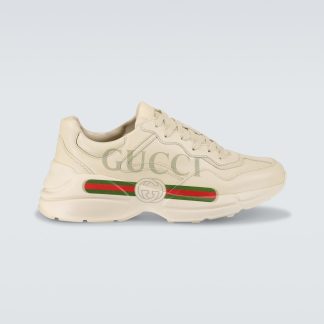 heißer Verkauf Designer Gucci Rhyton Leder Turnschuhe weiß