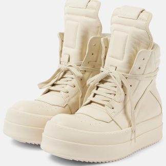 heißer Verkauf Designer Rick Owens Bumper Leder High-Top Turnschuhe weiß