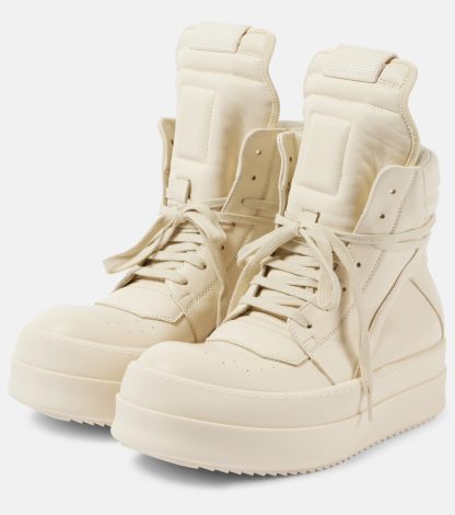 heißer Verkauf Designer Rick Owens Bumper Leder High-Top Turnschuhe weiß