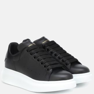 heißer Verkauf Luxus Alexander McQueen Übergroße Leder-Sneakers schwarz