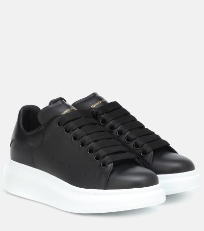 heißer Verkauf Luxus Alexander McQueen Übergroße Leder-Sneakers schwarz