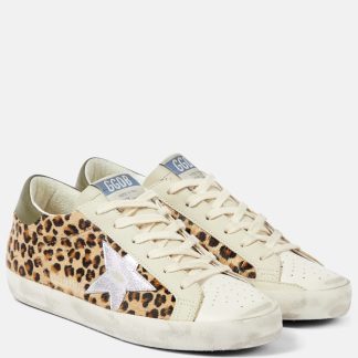 heißer Verkauf Luxus Golden Goose Super-Star Leder-Sneakers mit Leopardenmuster mehrfarbig