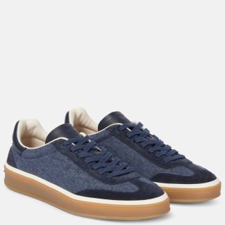 heißer Verkauf Luxus Loro Piana Tennis Walk Sneakers aus Denim mit Wildlederbesatz blau