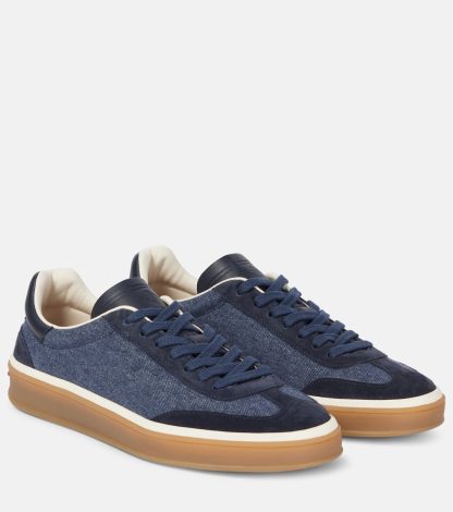 heißer Verkauf Luxus Loro Piana Tennis Walk Sneakers aus Denim mit Wildlederbesatz blau