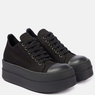 heißer Verkauf Luxus Rick Owens DRKSHDW Double Bumper Denim Plateau-Sneakers schwarz