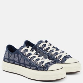 heißer Verkauf Luxus Valentino Garavani Totaloop Toile Iconographe Denim Turnschuhe blau